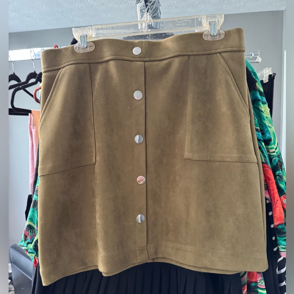 Cato suede Button-Front Mini Skirt